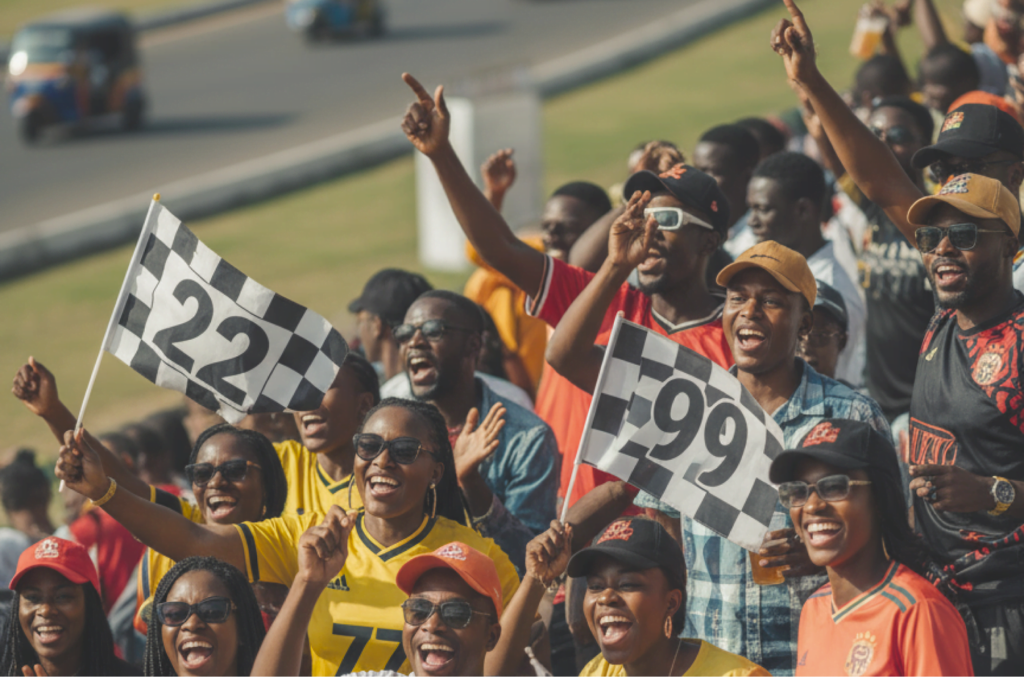 Spectators celebrating their teams